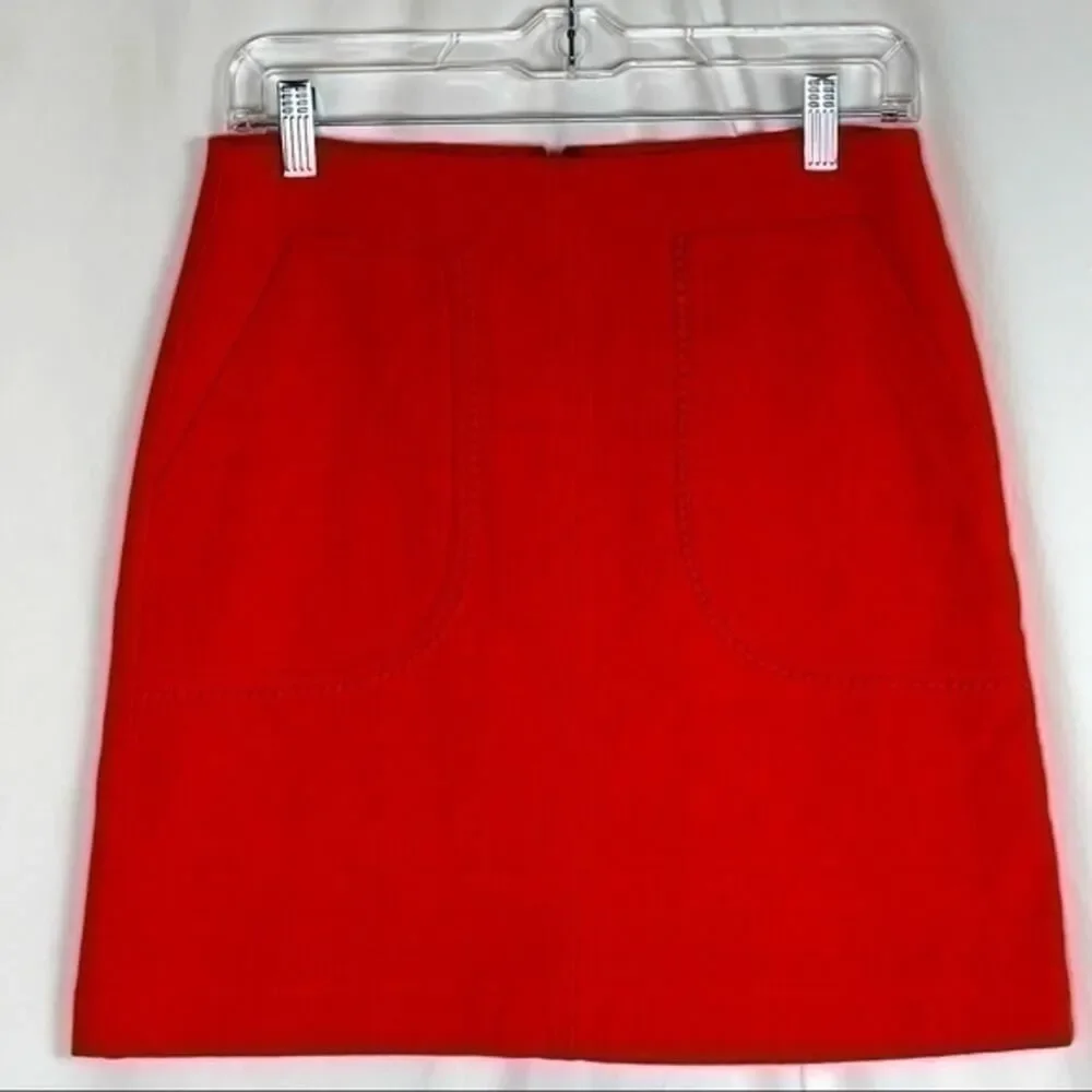 Loft Orange‎ Pockets Straight Skirt NWOT Size 0 School Y2K